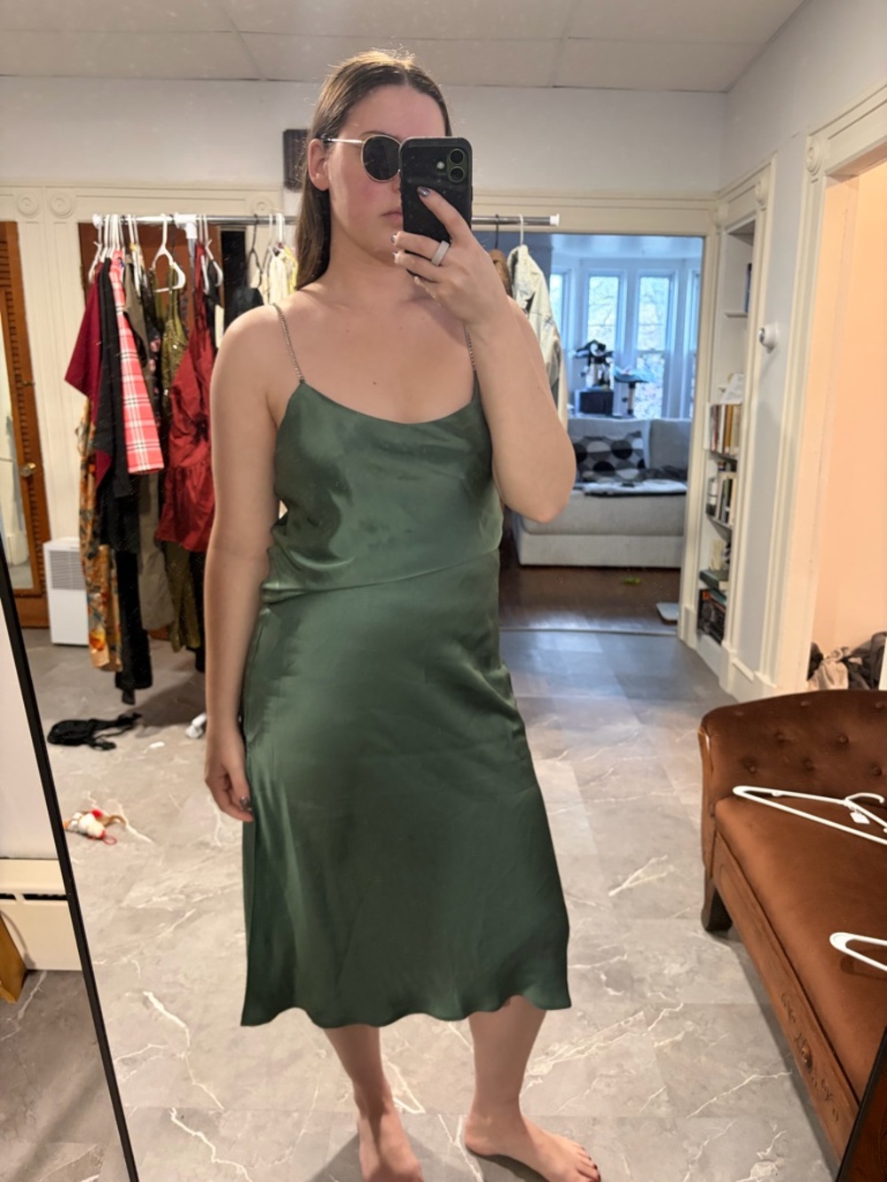 Satin Slip 2pc Set in Green